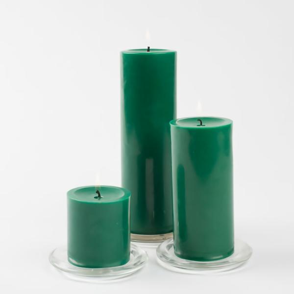 Pillar Candles | Pillar Candles 3"X3", 3"X6" & 3"X9" Dark Green Set Of 12 Candles Pillar Candles