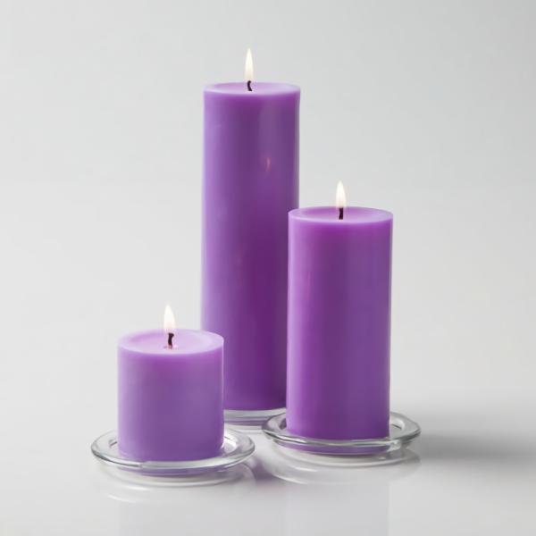 Pillar Candles | Pillar Candles 3"X3", 3"X6" & 3"X9" Lavender Set Of 12 Candles Pillar Candles