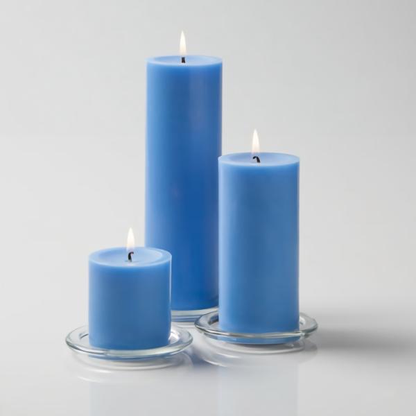 Pillar Candles | Pillar Candles 3"X3", 3"X6" & 3"X9" Light Blue Set Of 18 Candles Pillar Candles