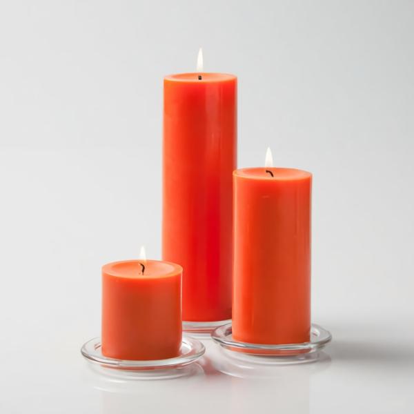 Pillar Candles | Pillar Candles 3"X3", 3"X6" & 3"X9" Orange Set Of 12 Candles Pillar Candles