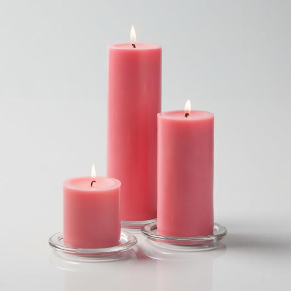 Pillar Candles | Pillar Candles 3"X3", 3"X6" & 3"X9" Pink Set Of 12 Candles Pillar Candles