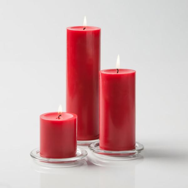 Pillar Candles | Pillar Candles 3"X3", 3"X6" & 3"X9" Red Set Of 12 Candles Pillar Candles