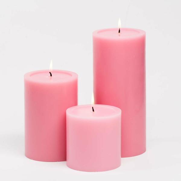 Pillar Candles | Pillar Candles 4 X4", 4"X6" & 4"X9 Pink Set Of 3 Candles Pillar Candles