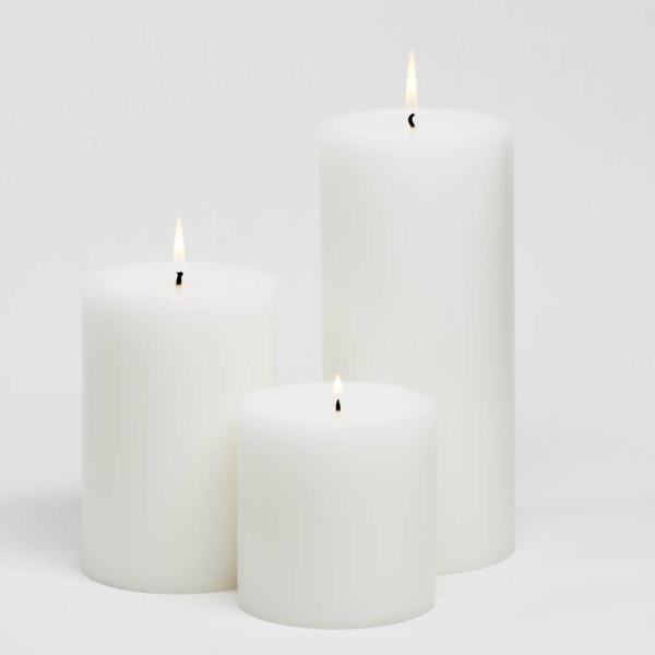 Pillar Candles | Pillar Candles 4"X4", 4"X6" & 4"X9 White Set Of 3 Candles Pillar Candles