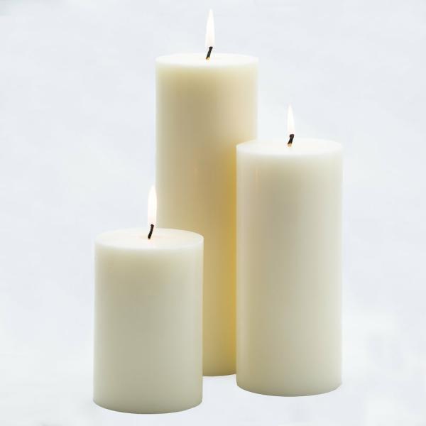 Pillar Candles | Pillar Candles 4"X6", 4"X9" & 4"X12" Light Ivory Set Of 3 Candles Pillar Candles