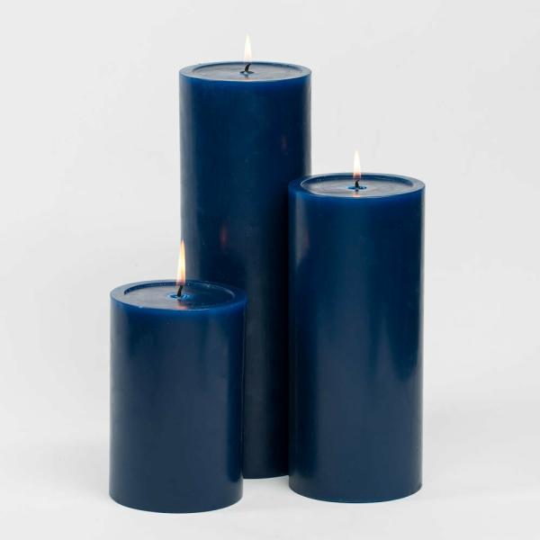 Pillar Candles | Pillar Candles 4"X6", 4"X9" & 4"X12" Navy Blue Set Of 3 Candles Pillar Candles