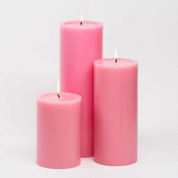 Pillar Candles | Pillar Candles 4"X6", 4"X9" & 4"X12" Pink Set Of 3 Candles Pillar Candles