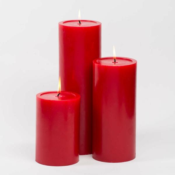 Pillar Candles | Pillar Candles 4"X6", 4"X9" & 4"X12" Red Set Of 3 Candles Pillar Candles