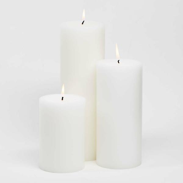 Pillar Candles | Pillar Candles 4"X6", 4"X9" & 4"X12" White Set Of 3 Candles Pillar Candles