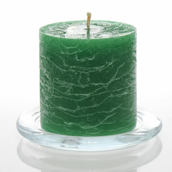 Pillar Candles | Rustic Pillar Candle 3"X 3" Dark Green Set Of 12 Candles Pillar Candles