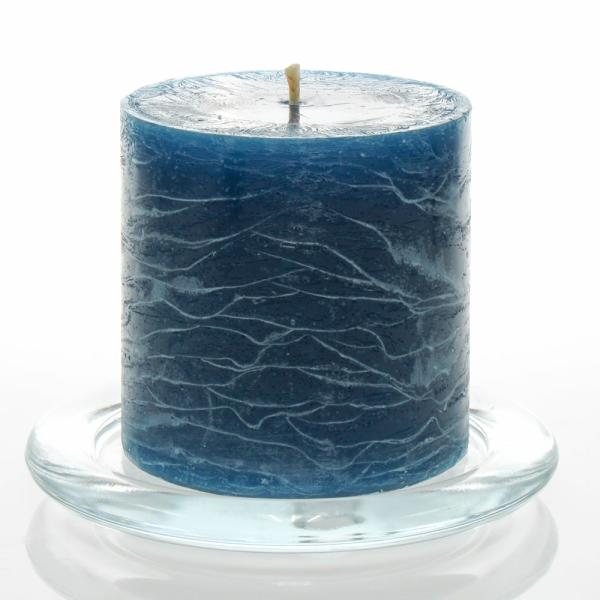 Pillar Candles | Rustic Pillar Candle 3"X 3" Navy Blue Set Of 12 Candles Pillar Candles