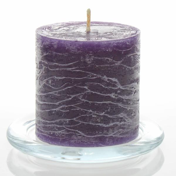 Pillar Candles | Rustic Pillar Candle 3"X 3" Purple Set Of 12 Candles Pillar Candles