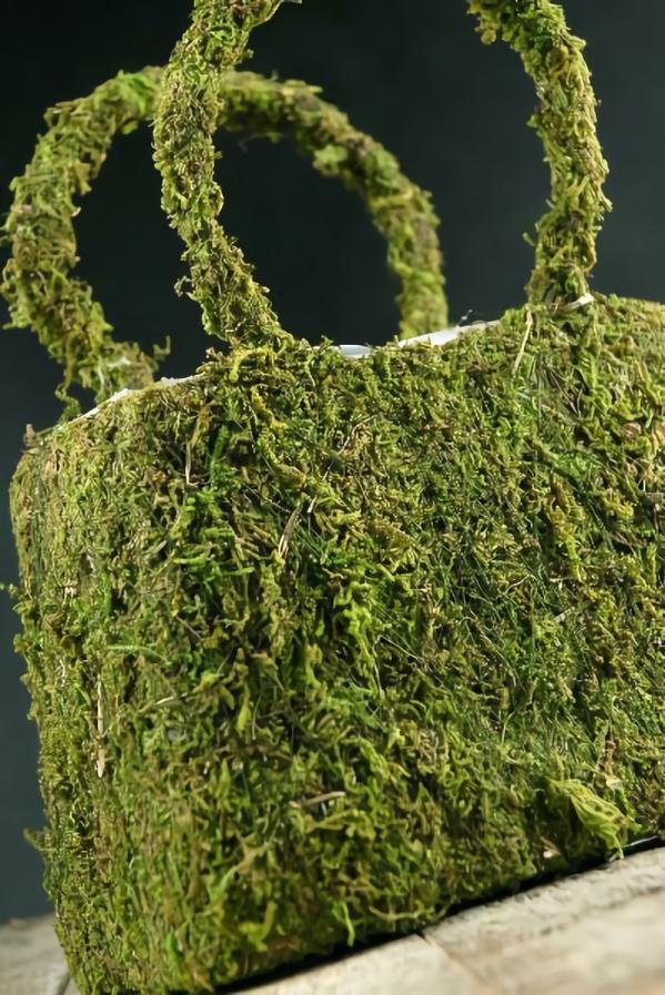 Pots & Planters | Natural Preserved Moss Purse Planter 8.75" Naturals & Florals Pots & Planters