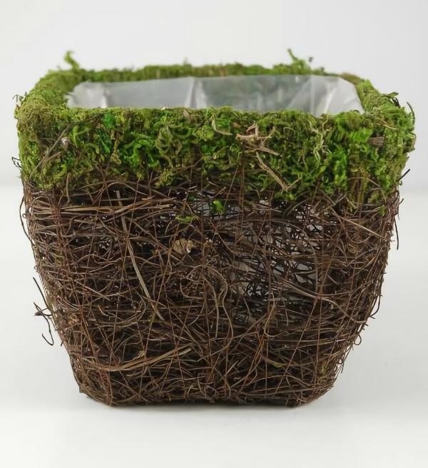 Pots & Planters | Wicker And Moss Square Pot 5" Naturals & Florals Pots & Planters