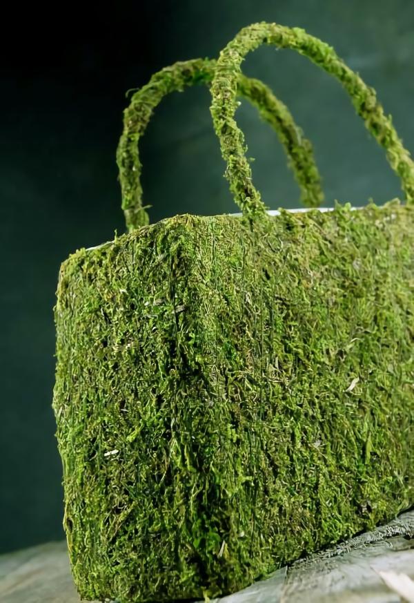 Pots & Planters | Natural Preserved Moss Covered Purse Planter 10.5X12.5 Naturals & Florals Pots & Planters