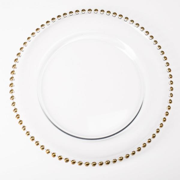 Serveware | 13" Gold Beaded Glass Charger Plate Set Of 12 Charger Plates Charger Plates