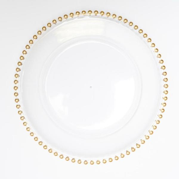 Serveware | 13" Gold Beaded Plastic Charger Plate Set Of 12 Charger Plates Charger Plates