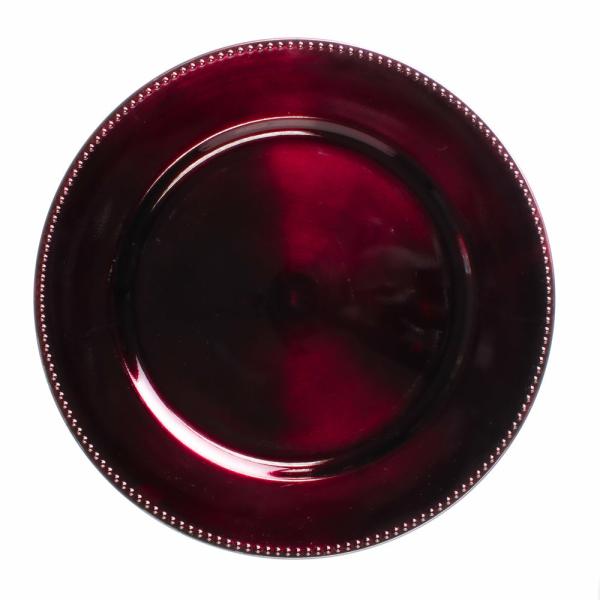 Serveware | Beaded Charger Plate 13" Burgundy Charger Plates Charger Plates