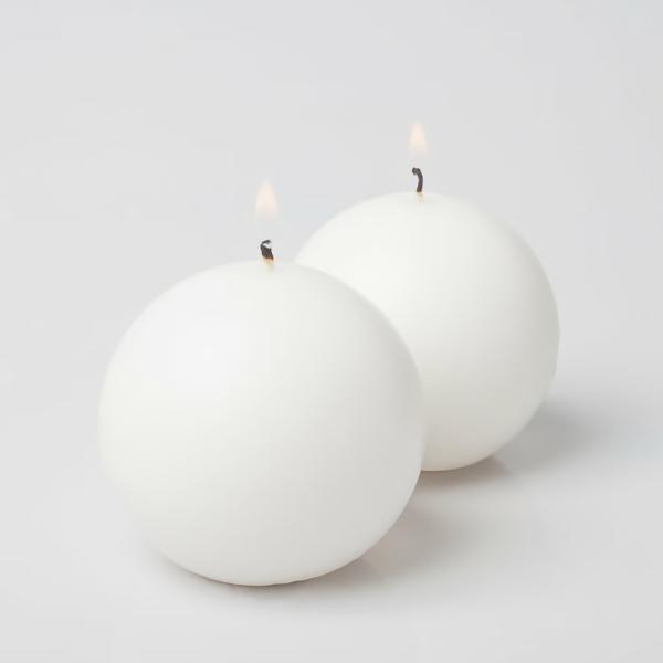 Sphere Candles | Sphere Candle 3" White Set Of 12 Candles Sphere Candles