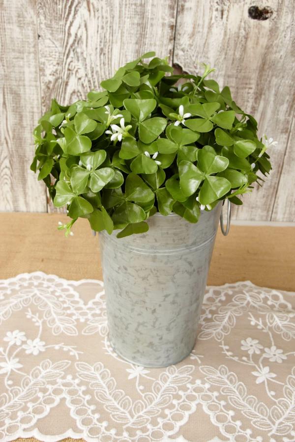 Stemmed | Clover Bush 9.5" With White Flower Accents Bouquets Bouquets