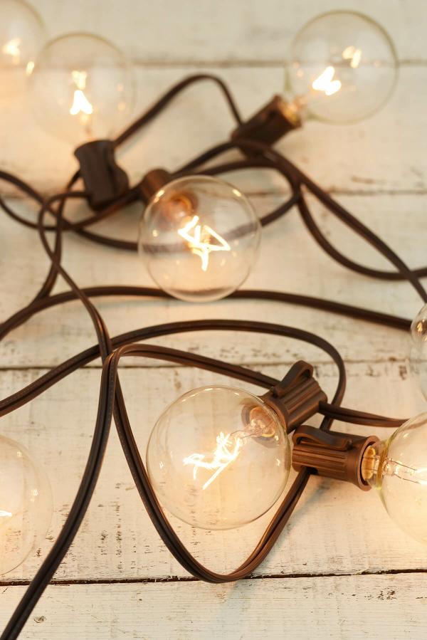 String Lights | Globe Lights String Brown Wire 9Ft (10 Bulbs) Indoor/Outdoor Lighting String Lights