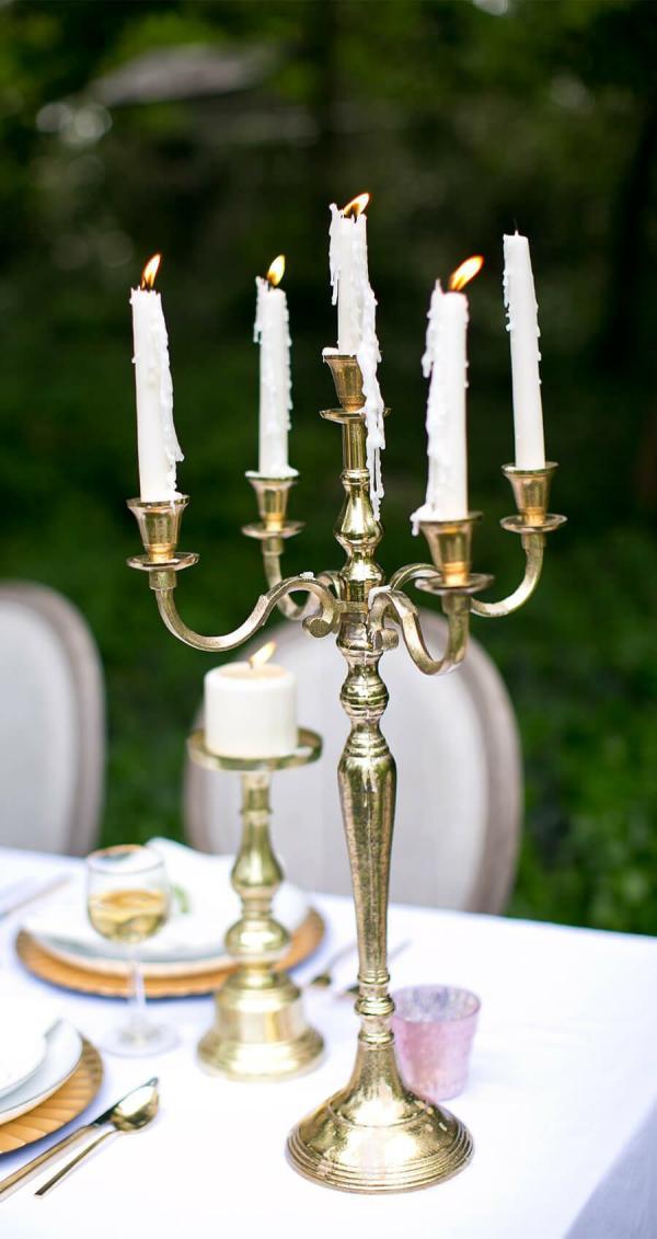 Taper Candle Holders | Gold Moretti Candelabra 25In Candle Holders Taper Candle Holders