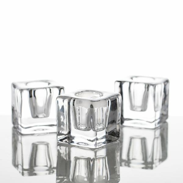 Taper Candle Holders | Square Glass Taper Candle Holder 1.6" Set Of 6 Candle Holders Taper Candle Holders