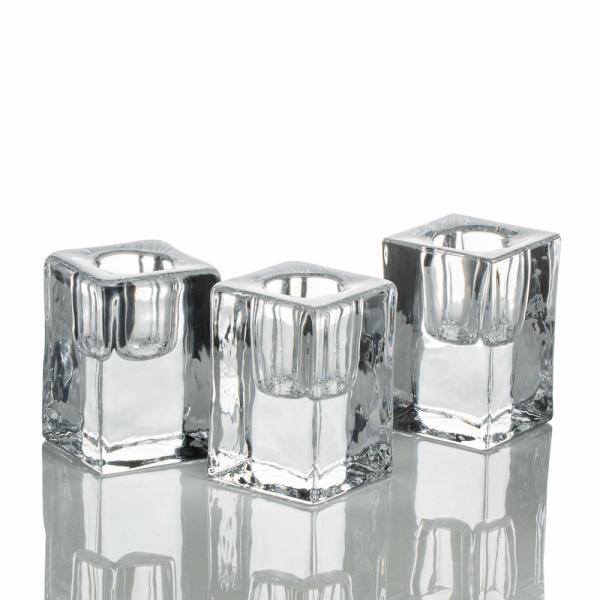 Taper Candle Holders | Square Glass Taper Candle Holder 2.5" Set Of 48 Candle Holders Taper Candle Holders