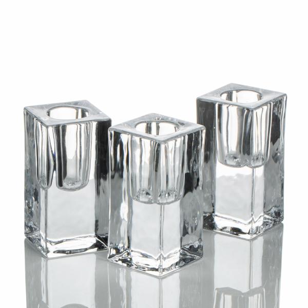 Taper Candle Holders | Square Glass Taper Candle Holder 3" Set Of 48 Candle Holders Taper Candle Holders