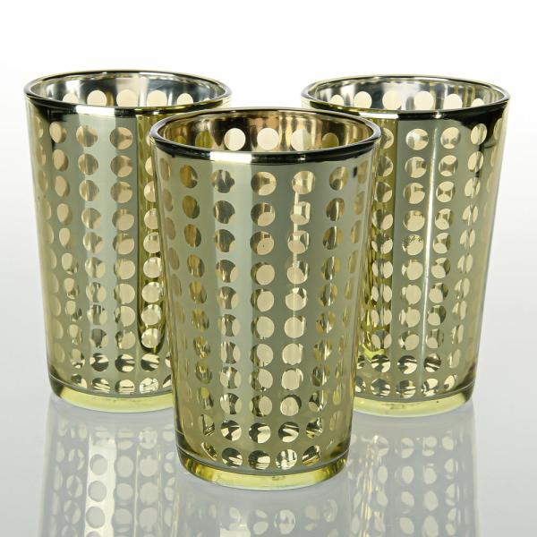 Tealight Candle Holders | Gold Dotted Glass Holder – Large Set Of 72 Candle Holders Metallic Candle Holders