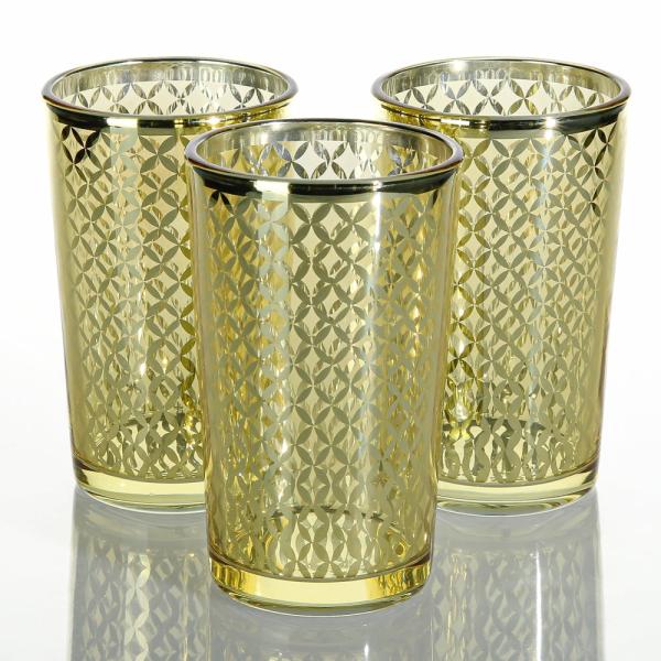 Tealight Candle Holders | Gold Lattice Glass Holder – Large Set Of 48 Candle Holders Metallic Candle Holders