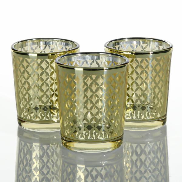 Tealight Candle Holders | Gold Lattice Glass Holder – Small Set Of 72 Candle Holders Metallic Candle Holders