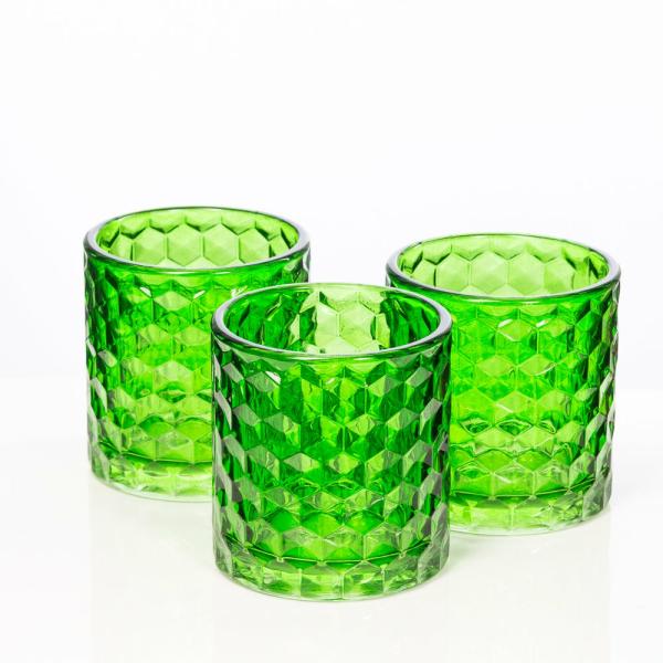 Tealight Candle Holders | Green Chunky Honeycomb Glass Votive & Tealight Holder Set Of 48 Candle Holders Tealight Candle Holders