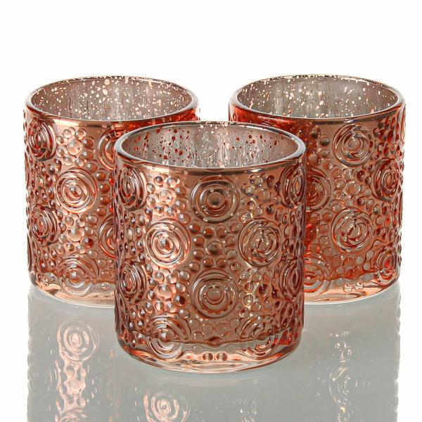 Tealight Candle Holders | Mercury Candle Holder Nadine Rose Gold Small Set Of 6 Candle Holders Mercury Candle Holders