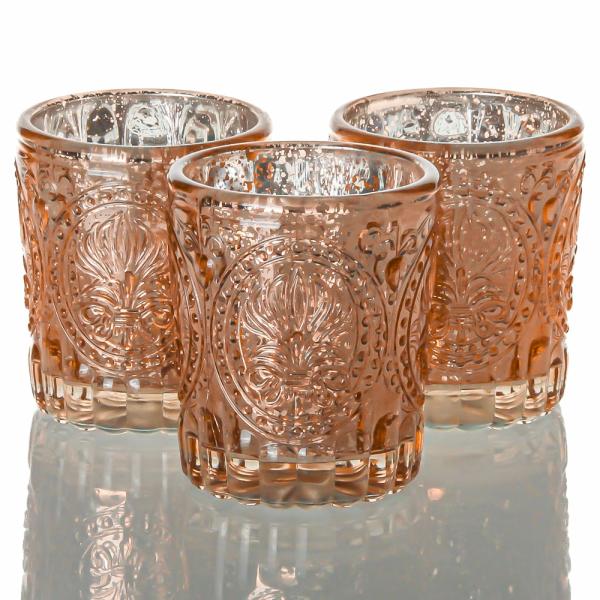 Tealight Candle Holders | Mercury Votive Holders Primrose Rose Gold Set Of 12 Candle Holders Mercury Candle Holders