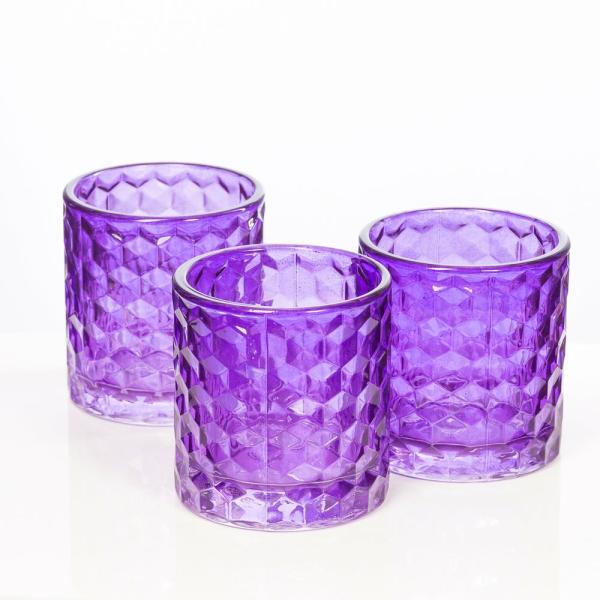 Tealight Candle Holders | Purple Chunky Honeycomb Glass Votive & Tealight Holder Set Of 12 Candle Holders Tealight Candle Holders