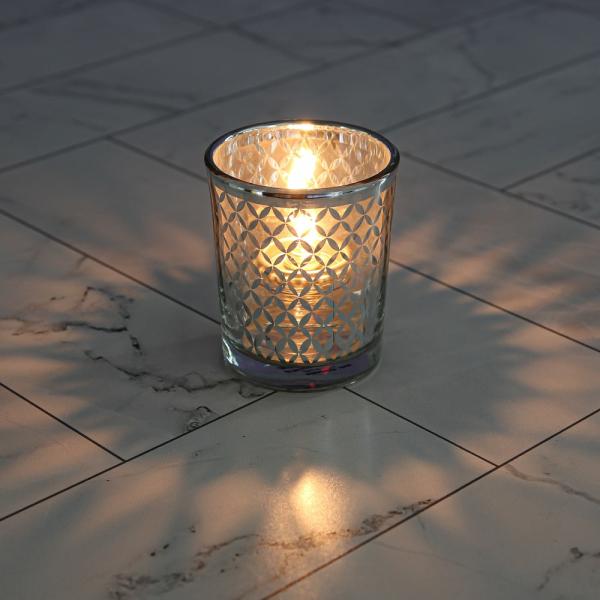 Tealight Candle Holders | Silver Lattice Glass Holder – Small Set Of 72 Candle Holders Metallic Candle Holders