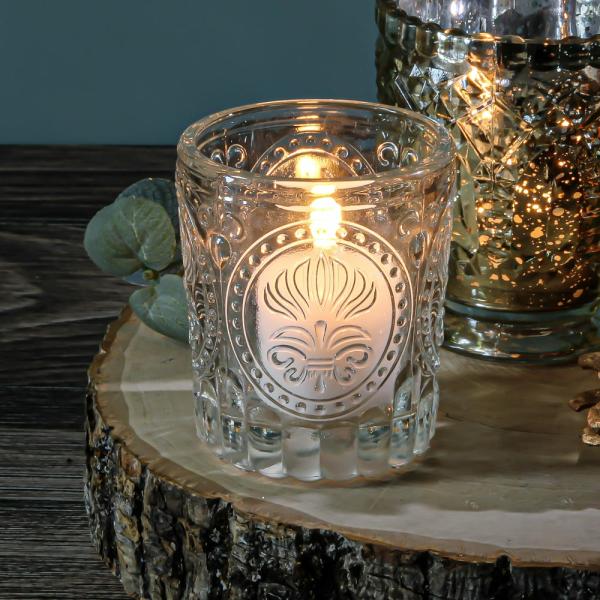 Tealight Candle Holders | Votive Holder Clear Textured Glass Set Of 12 Candle Holders Tealight Candle Holders