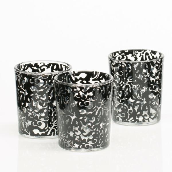 Votive Candle Holders | Black Lace Design Votive Holder Set Of 12 Candle Holders Votive Candle Holders