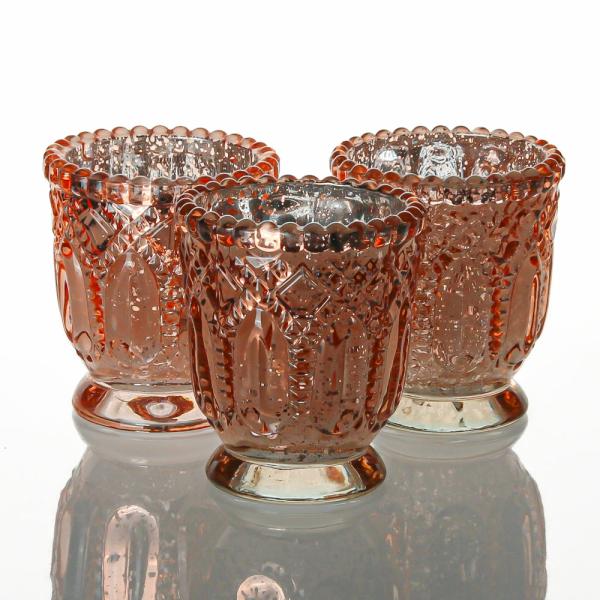 Votive Candle Holders | Holder Royal Mercury Petite Rose Gold Set Of 12 Candle Holders Mercury Candle Holders