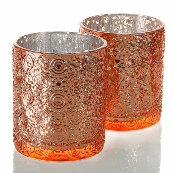 Votive Candle Holders | Mercury Candle Holder Nadine Rose Gold Large Set Of 24 Candle Holders Mercury Candle Holders