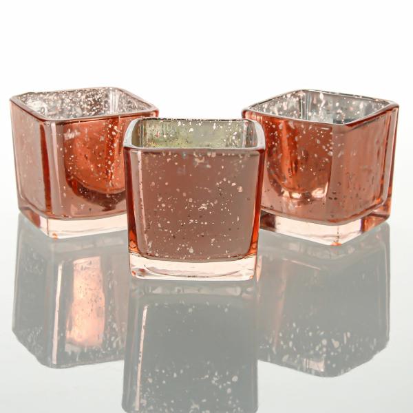 Votive Candle Holders | Rose Gold Mercury Square Votive Holder Set Of 72 Candle Holders Mercury Candle Holders