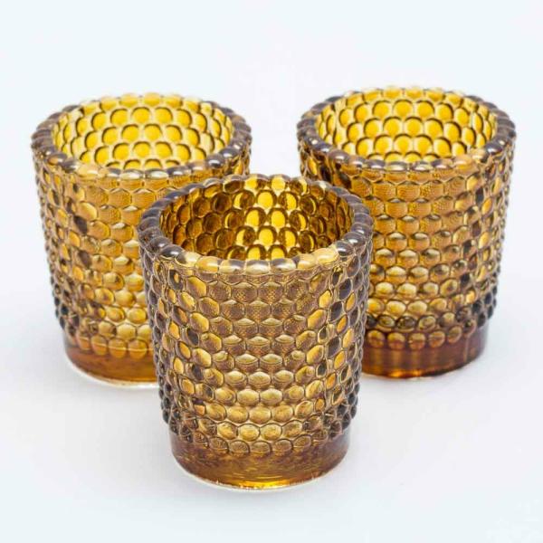 Votive Candle Holders | Votive Holder Hobnail Amber Set Of 12 Candle Holders Votive Candle Holders