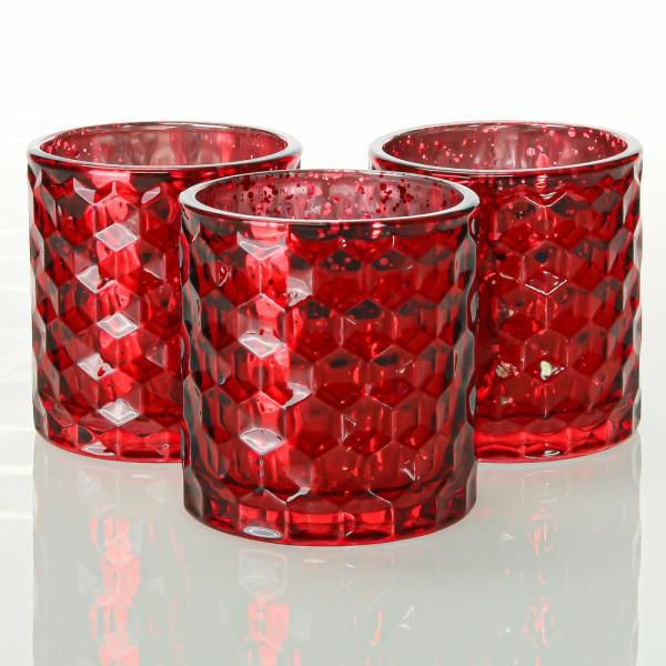 Votive Candle Holders | Votive Holder Honeycomb Red Mercury Set Of 6 Candle Holders Mercury Candle Holders