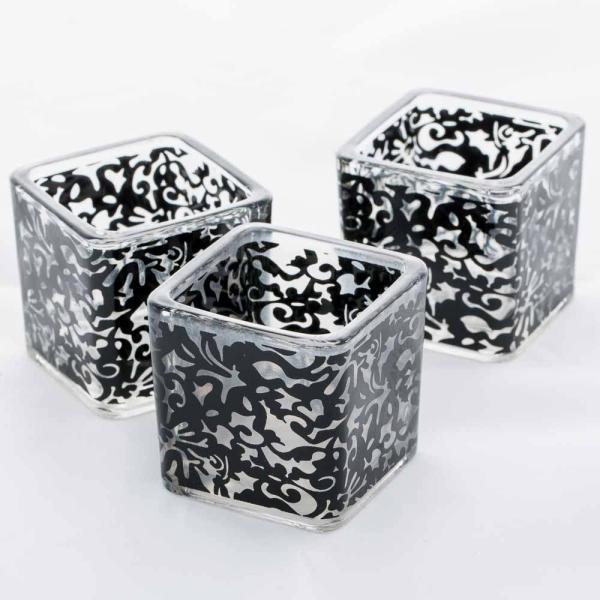 Votive Candle Holders | Votive Holder Square Black Lace Set Of 12 Candle Holders Votive Candle Holders