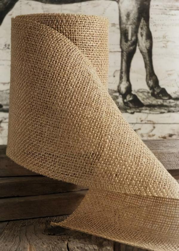 Burlap | Wide Jute Ribbon 6" X 10 Yards Natural Burlap Burlap