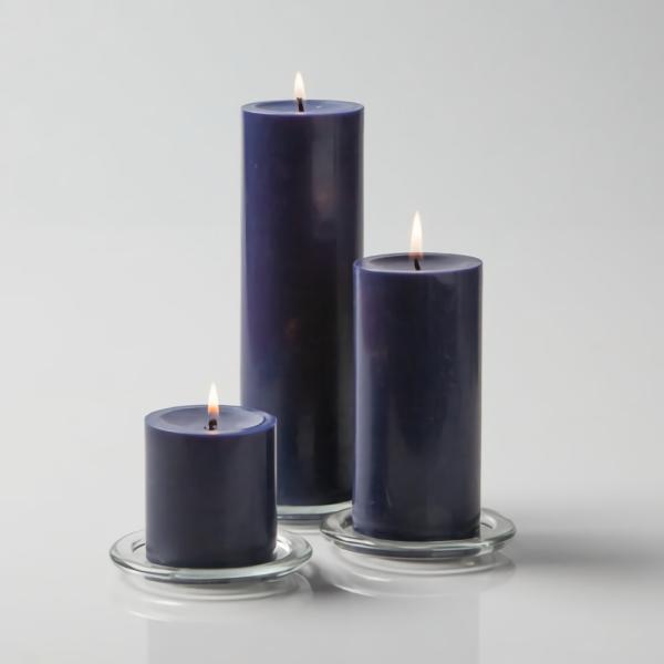 Pillar Candles | Pillar Candles 3"X3", 3"X6" & 3"X9" Navy Blue Set Of 3 Candles Pillar Candles