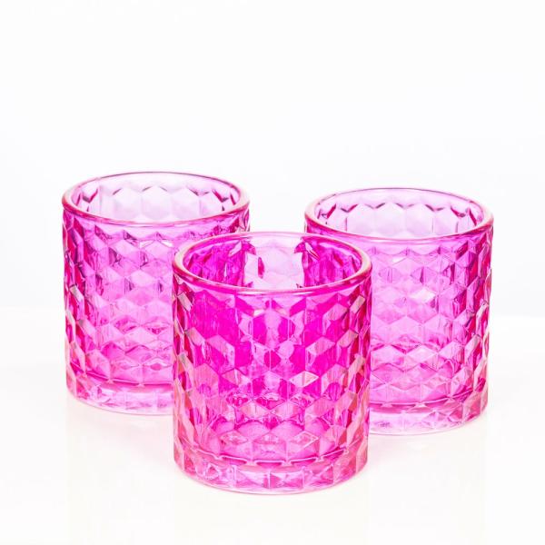 Tealight Candle Holders | Pink Chunky Honeycomb Glass Votive & Tealight Holder Set Of 6 Candle Holders Tealight Candle Holders