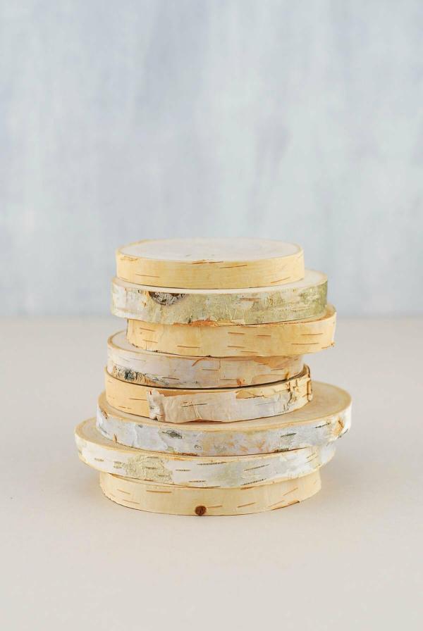 Coasters & Pillar Plates | Natural Birch Rounds 3-5In (Set Of 8) Candle Holders Coasters & Pillar Plates