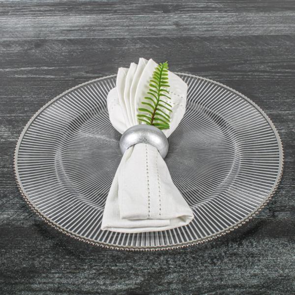 Serveware | 13" Silver Rim Glass Charger Plate Set Of 12 Charger Plates Charger Plates